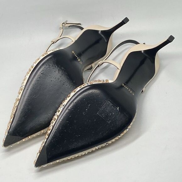 Celine Kitten Suede Strap Embellished Pumps size 39 - Picture 14 of 15